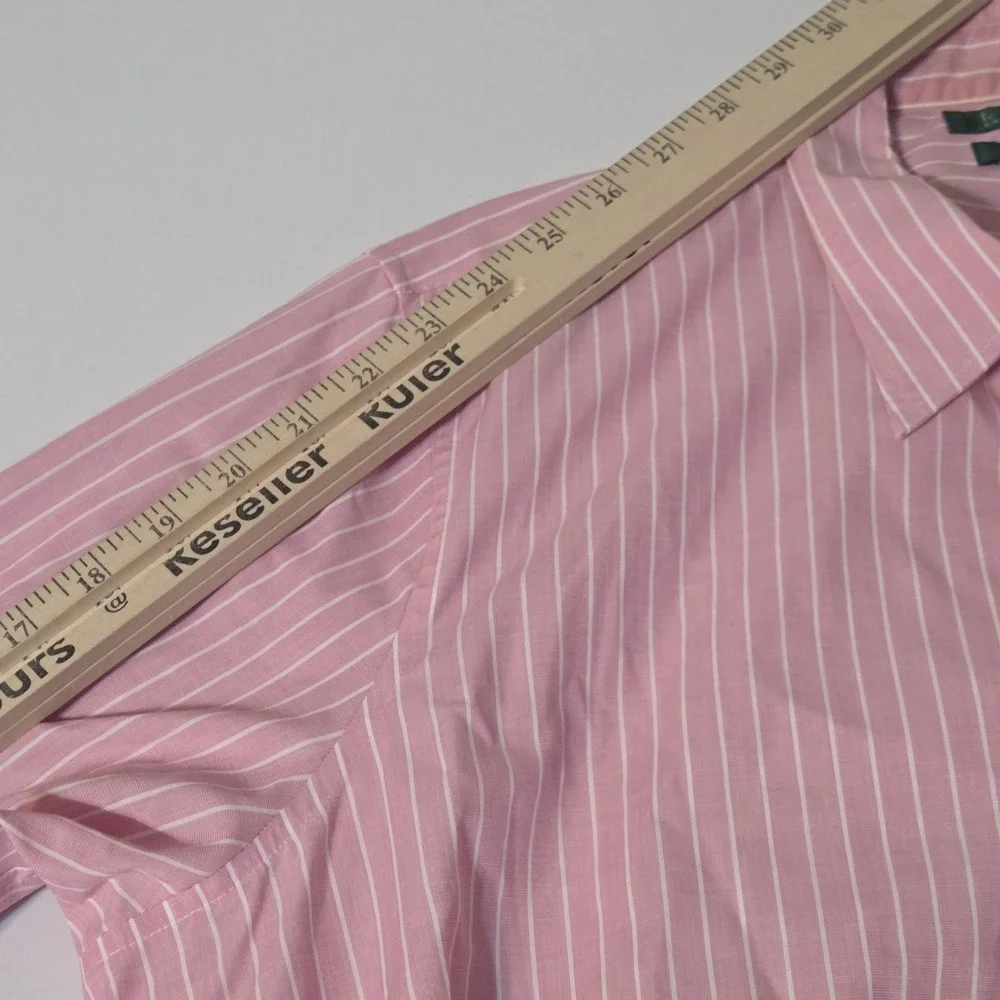 Polo Ralph Lauren Oxford Shirt Womens XL Pink Stripe Slim Fit RLL Logo